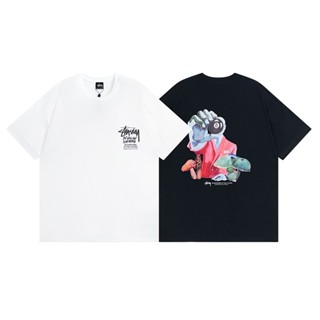 Stussy- เสื้อยืดแขนสั้น พิมพ์ลาย 8 magic สีดํา สไตล์คลาสสิก ไซซ์ 8 สําหรับผู้ชาย และผู้หญิง Kytsdue