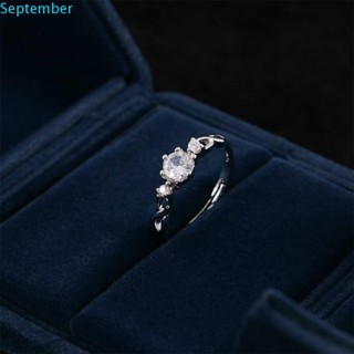 SEPTEMBER Fashion Jewelry Crystal Couple Rings Valentines Day Present White Gold Plated Wedding Rings Lovers Ring Bridal Engagement Luxury 2Pcs/set for Women Men Copper/Multicolor