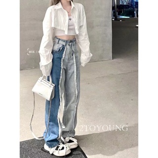 2TOYOUNG  กางเกงขายาว คาร์โก้ กางเกง เชือกอเมริกันคลาสิค Cargo pants 2023 NEW 071759 Beautiful fashion Unique ins ES220373 36Z230909