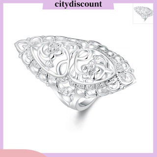 &lt;citydiscount&gt; แหวนหมั้นแต่งงาน ชุบเงิน กลวง ลายดอกไม้ สําหรับผู้หญิง