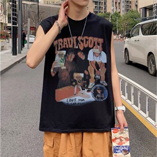 เสื้อกั๊ก ทรงหลวม พิมพ์ลาย สไตล์ฮิปฮอป สตรีท อเมริกัน เรโทร เหมาะกับฤดูร้อน สําหรับผู้ชาย