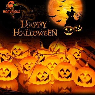 [Halloween Decor] สายไฟ LED รูปหัวฟักทอง สีเหลืองอบอุ่น สําหรับตกแต่งปาร์ตี้ฮาโลวีน