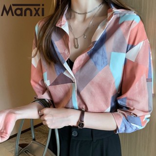 Manxi เสื้อสาวอวบ เสื้อแฟชั่นผู้หญิง สะดวกสบาย  มีความรู้สึกของการออกแบบ A95K0IZ