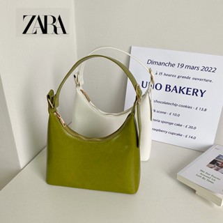 Zara กระเป๋าสะพายไหล่ กระเป๋าถือ ขนาดเล็ก แบบพกพา ลายอะโวคาโด สีเขียว สไตล์เกาหลี