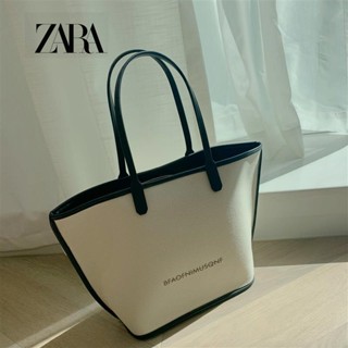 Zara กระเป๋าสะพายไหล่ ทรงโท้ท ขนาดใหญ่ จุของได้เยอะ แบบพกพา แฟชั่นสําหรับสตรี