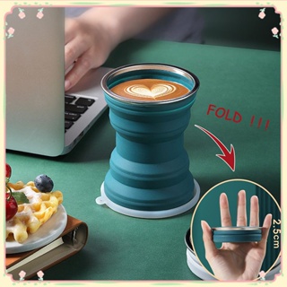 ถ้วยพับซิลิโคนแบบพกพา Creative Mini Telescopic Cup With Cover Outdoor Travel Mouthwash Cup Mugs Coffee Handcup 【sunny】