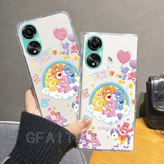 ใหม่ พร้อมส่ง เคสโทรศัพท์มือถือแบบนิ่ม ใส กันกระแทก ลายการ์ตูนหมีสายรุ้งน่ารัก สําหรับ OPPO A58 NFC OppoA58 4G 2023 A58Nfc