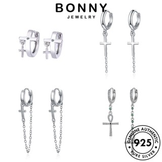 BONNY JEWELRY เงิน ต่างหู ห่วง แท้ มอยส์ซาไนท์โกลด์ หนีบ แฟชั่น เกาหลี ผู้หญิง ข้ามง่าย ตุ้มหู เครื่องประดับ เครื่องประดับ 925 ต้นฉบับ Silver M094