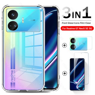 3to1 Realmi GT Neo5se เคส + ตัวป้องกันเลนส์กล้อง กระจกนิรภัย สําหรับ Realme GT Neo5 SE Neo 5SE 5G Soft TPU Protect Funda