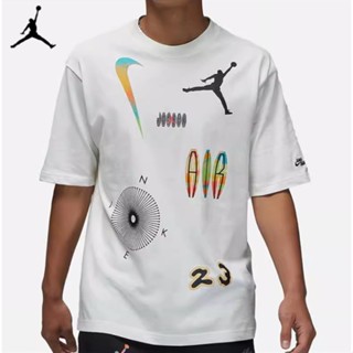 【พร้อมส่ง】เสื้อยืดแขนสั้น ผ้าฝ้าย 100% พิมพ์ลาย Air Jordan ทรงหลวม ระบายอากาศ สําหรับผู้ชาย DQ7363-252