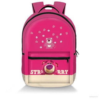 Sq3 Lotso กระเป๋าเป้สะพายหลัง อเนกประสงค์ พิมพ์ลายหมี สตรอเบอร์รี่ ความจุขนาดใหญ่ ระบายอากาศ สําหรับผู้หญิง และผู้ชาย