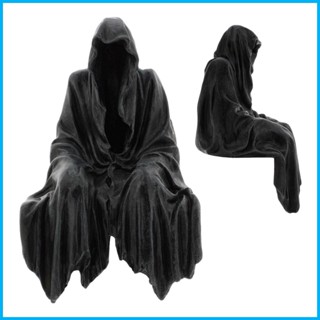 Grim Reaper Decor The Creeper Reaper Sitting Statue  Creepy Halloween Demon Figure Grim Reaper Resin hjuth