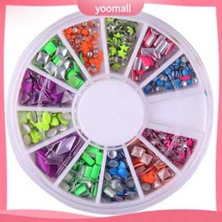{YO} หมุดนีออน ทรงกลม ทรงสามเหลี่ยม ลายดาว 6 สี สําหรับตกแต่งเล็บ DIY