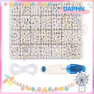 DAPHS ลูกปัดตัวอักษร สีทอง 24 ช่อง ขนาด 4x7 มม. สําหรับทําสร้อยข้อมือ