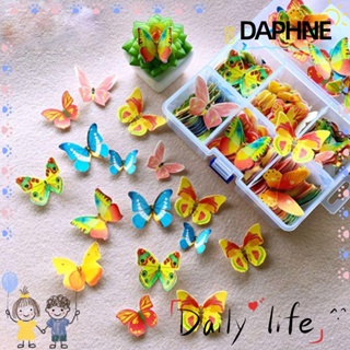 Daphne กระดาษเวเฟอร์ ลายดอกไม้ และผีเสื้อ กินได้ สําหรับตกแต่งเค้ก คัพเค้ก 100 ชิ้น