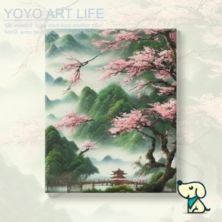 Yy ภาพวาดสีน้ํามัน รูปดอกพีช ไม่มีกรอบ ขนาด 40x50 ซม. แฮนด์เมด diy สําหรับตกแต่งภูมิทัศน์ MO100