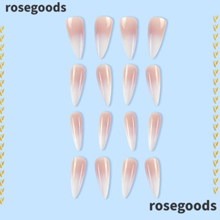 Rosegoods1 เล็บปลอม แบบเต็มหัว ถอดออกได้ ยาว ยาว สําหรับผู้หญิง