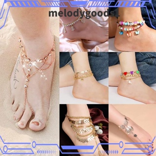 MELODYGOODS1 สร้อยข้อเท้า ประดับลูกปัด สีทอง เหมาะกับฤดูร้อน สไตล์โบฮีเมียน เหมาะกับของขวัญ