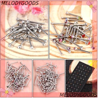 Melodg ชุดแหวนเจาะจมูก คริสตัล สเตนเลส 1.8 มม. 60 ชิ้น สําหรับผู้หญิง
