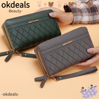 Okdeals กระเป๋าสตางค์ หนัง Pu แต่งพู่ มีซิปคู่ สําหรับผู้หญิง