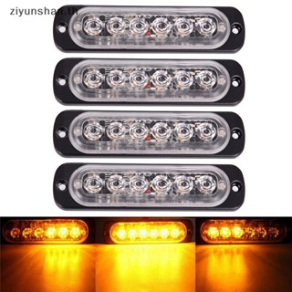 Ziyunshan โคมไฟฉุกเฉิน LED 6 ดวง 18W 12V-24V สีเหลืองอําพัน สําหรับติดรถยนต์ รถบรรทุก