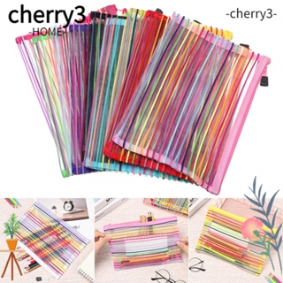 Cherry3 กระเป๋าดินสอ เครื่องสําอาง มีซิป สีรุ้ง 1 ชิ้น