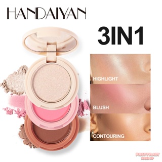 HANDAIYAN 3 IN1 Waterproof Eye Shadow Blush High -light Pearly Matte Long -acting Makeup Cosmetics [prettylady]