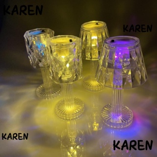 KAREN โคมไฟตั้งโต๊ะ LED ขนาดเล็ก ประดับเพชร คริสตัลใส เรียบง่าย เหมาะกับของขวัญ สําหรับตกแต่งข้างเตียงนอน