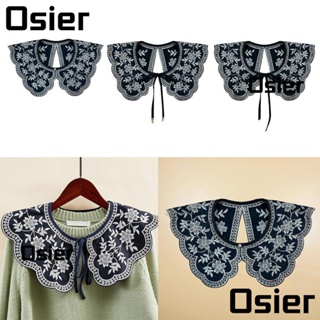 Osier1 ปกเสื้อปลอม อุปกรณ์เสริมเสื้อผ้า เสื้อเบลาส์ คอปก ประดับโบว์ ถอดออกได้ สําหรับผู้หญิง