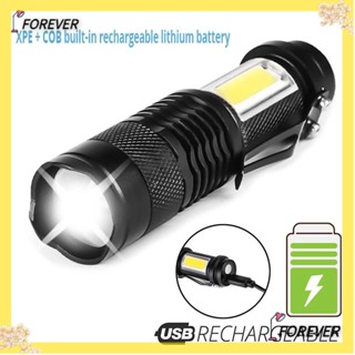 FOREVER ไฟฉาย LED ซูมได้ 3 โหมด ชาร์จ USB สําหรับกลางแจ้ง