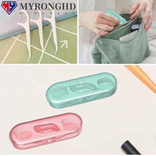 Myronghd ชุดไม้จิ้มฟันไหมขัดฟัน พลาสติก สีชมพู แบบพกพา สีเขียวใส 5 กล่อง