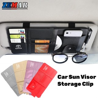 กระเป๋าเก็บที่บังแดดรถยนต์ หนัง PU มีซิป อเนกประสงค์ สําหรับ Toyota Prius Fortuner Corolla Cross CHR Camry Wish Vios Veloz Estima Sienta Yaris Ativ Altis Sienta bZ4X Hiace Hilux Revo