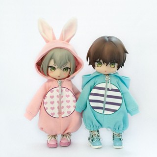 Ob11 ชุดจั๊มสูท มีฮู้ด ลายหูกระต่าย ไดโนเสาร์ Molly 1/12 BJD สําหรับตุ๊กตา