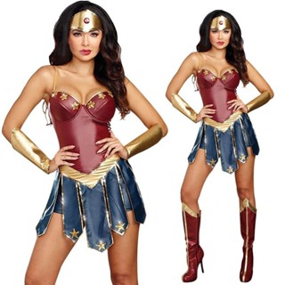 Wonder Woman เครื่องแต่งกาย ชุดคอสเพลย์ ชุดยูนิฟอร์มคอสเพลย์ การ์ตูนซุปเปอร์ฮีโร่ เซ็กซี่ สําหรับผู้หญิง เหมาะกับเทศกาลฮาโลวีน