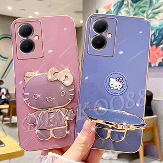 เคสโทรศัพท์มือถือนิ่ม ลาย KT น่ารัก พร้อมขาตั้งกระจก สําหรับ VIVOY78 VIVOY27 VIVOY02T VIVO Y78 Y27 Y02T 5G 4G 2023 OPPOA78