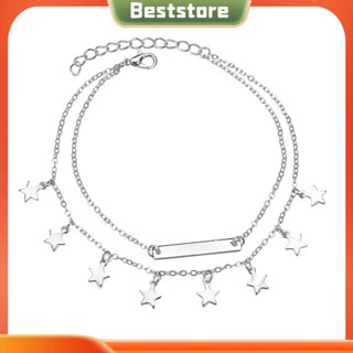 Beststore|  สร้อยข้อเท้า สร้อยข้อเท้า จี้ดาว สองชั้น เครื่องประดับเท้าเปล่า สําหรับผู้หญิง