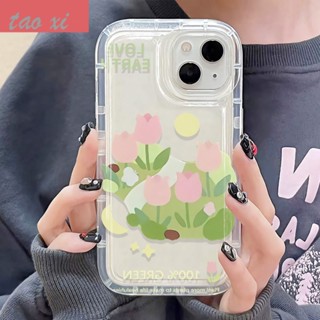 เคสป้องกันโทรศัพท์มือถือ แบบนิ่ม ลายดอกทิวลิป กันกระแทก สําหรับ Apple Iphone 14 13pro 11 12max xr xs T7WM