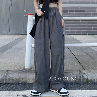 2TOYOUNG Moon กางเกงขายาว คาร์โก้ กางเกง เชือกอเมริกันคลาสิค Cargo pants 2023 NEW 072816 ทันสมัย Stylish รุ่นใหม่ ins A90M01P 36Z230909