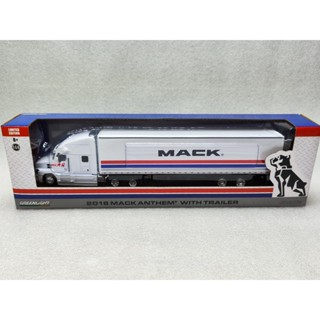 รถพ่วงคอนเทนเนอร์ 1: 64 2018 Mack Anthem 18 Wheeler สีเขียวอ่อน #4- มาร์กทัวร์ 2018