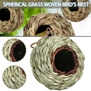 Hand Woven Hummingbird House Grass Bird Hut Hanging Bird Nest House for Outdoor