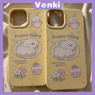 Venki - เข้ากันได้สำหรับ เคส iphone 11 เคสไอโฟน เคสไอโฟน11 เป็นมิตรกับสิ่งแวดล้อม Degradable Case กันกระแทกป้องกันสีเหลือง Healing Puppy Cake เข้ากันได้กับ iPhone 14 Pro max 13 Pro max 12 Pro Max 11 xr xs 7Plus 8Plus