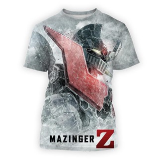 เสื้อยืดลําลอง พิมพ์ลายหุ่นยนต์ Mazinger Z 3 มิติ สไตล์ฮิปฮอป แฟชั่นสําหรับผู้ชาย และผู้หญิง