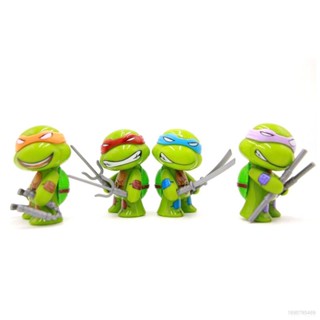 Cool ใหม่ โมเดลฟิกเกอร์ TMNT Q Version Teenage Mutant Ninja Turtles ของเล่น ของขวัญ สําหรับเด็ก 4 ชิ้น