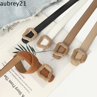 Aubrey1 เข็มขัดคาดเอว หนัง PU ทรงเรขาคณิต สีพื้น แฟชั่นสําหรับผู้หญิง