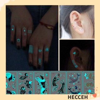 Hecceh สติกเกอร์รอยสักเรืองแสง สีฟ้า ลอกออกได้ สําหรับผู้ชาย และผู้หญิง