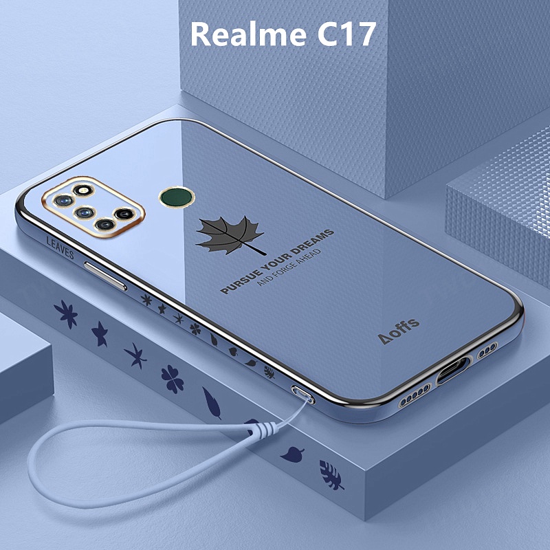 ปลอกRealme C17 เคสชุบฝาครอบใบเมเปิ้ลเคสโทรศัพท์TPUแบบนุ่มRealme C17