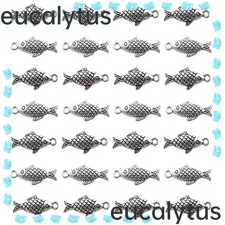 Eucalytus1 จี้ชาร์มปลา โลหะผสมเงิน 20 มม. X 9 มม. 100 ชิ้น