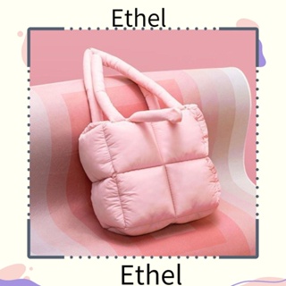 Ethel1 กระเป๋าสะพายไหล่ ผ้าไนล่อน พร้อมซิป สีพื้น แฟชั่นสไตล์ยุโรป อเมริกา สําหรับผู้หญิง