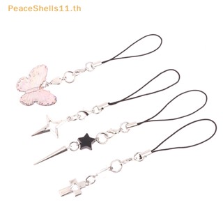 Peaceshells พวงกุญแจ จี้ผีเสื้อ ดาว ไม้กางเขน สายคล้องโทรศัพท์มือถือ Y2K สไตล์มินิมอล แฟชั่น สําหรับตกแต่ง TH