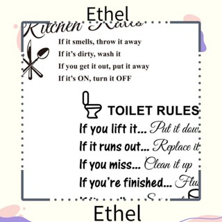 Ethel1 สติกเกอร์ติดผนัง 1/2 ชิ้น ลอกออกได้ กฎห้องน้ํา ห้องครัว กฎห้องน้ํา ตกแต่งบ้าน